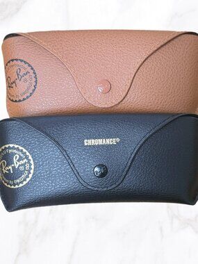 Ray-Ban Chromance (Black) & Standard (Tan) Hard Cases, Pair‎